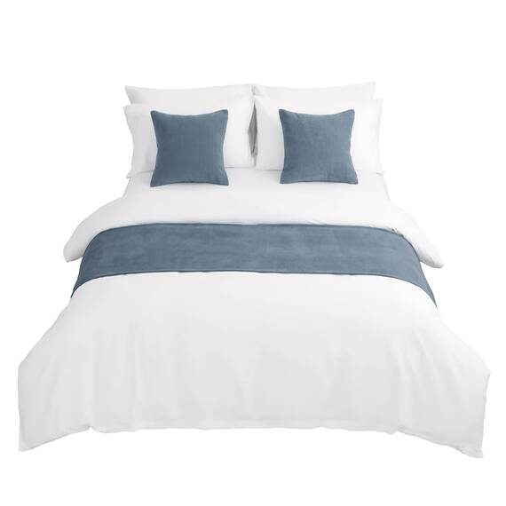 AMBERIS Bett Läufer Single Layer Chenille Blau, Modern Style Bett Schals für Home Hotel Dekorationen (Kissenbezüge separat erhältlich)