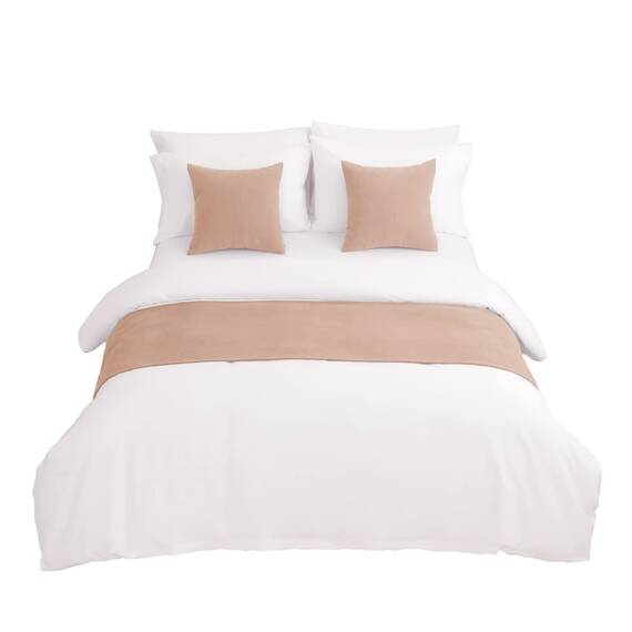 AMBERIS Bett Läufer Single Layer Chenille Beige, Modern Style Bett Schals für Home Hotel Dekorationen (Kissenbezüge separat erhältlich)