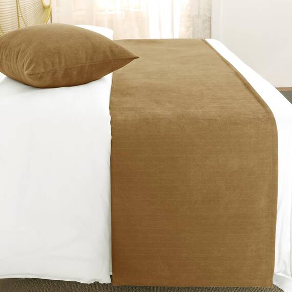AMBERIS Bett Läufer Single Layer Chenille Braun, Modern Style Bett Schals für Home Hotel Dekorationen (Kissenbezüge separat erhältlich)