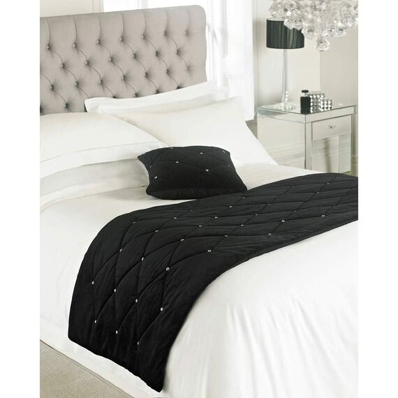 Riva Paoletti New Diamante Bed Runner - ZinnGrau - Diamante Kristall Pailletten - Gesteppte Geometric Design - 100% Polyester - Polyester Füllung - 70 X 220 Cm (28" X 87" Zoll) - Entwickelt In Großbri