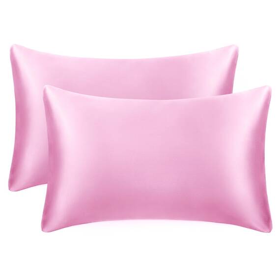 EXQ Home Seidiger Satin-Kissenbezug für Haar und Haut, weiche, kühlende Kissenbezüge, Queen-Size-Set, 2er-Set, Satin-Kissenbezüge mit Hotelverschluss, Rosa