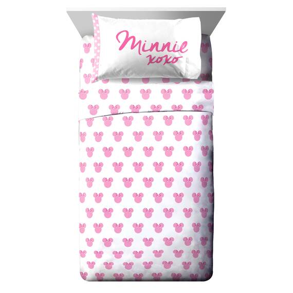 Jay Franco Disney Minnie Mouse XOXO Bettwäsche-Set, 5-teilig, inkl. wendbarer Decke und Bettlaken-Set, superweiches, lichtbeständiges Polyester, offizielles Disney-Produkt