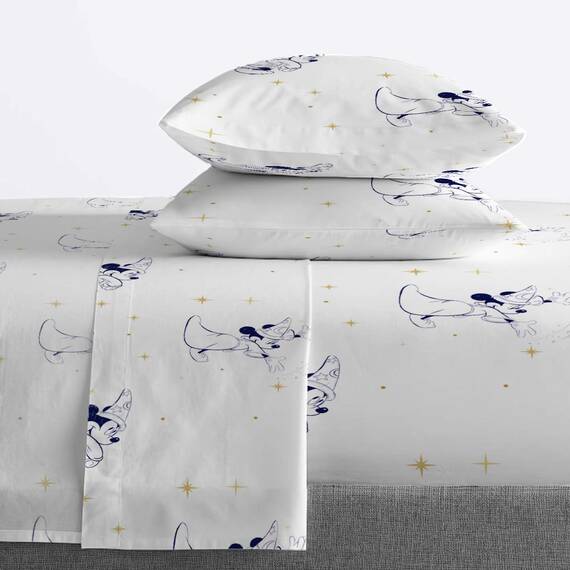 Disney Fantasia 7-teiliges Bettwäsche-Set mit Bettdecke und Bettlaken-Set, Bettwäsche mit Mickey Mouse, superweiche, lichtbeständige Mikrofaser (offizielles Disney-Produkt)