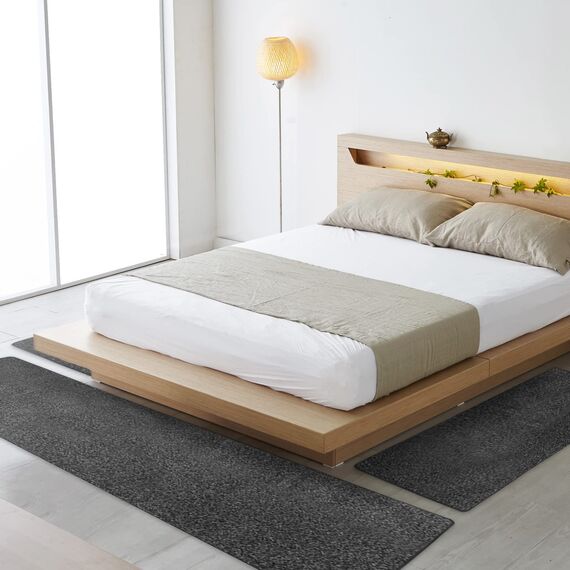 Floordirekt Bettumrandung Lyon - Velours Bettvorleger Teppichläufer - 3-teiliges Läufer-Set in 3 Größen - Melierter Flor (B: 67 cm - L: 1 x 250 cm + 2 x 140 cm, Schwarz)