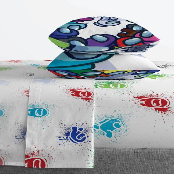 Among Us Space Splatter 5-teiliges Queen-Size-Bettwäsche-Set – inklusive Bettdecke und Bettlaken-Set – superweiche, lichtbeständige Mikrofaser (offizielles Produkt unter uns)