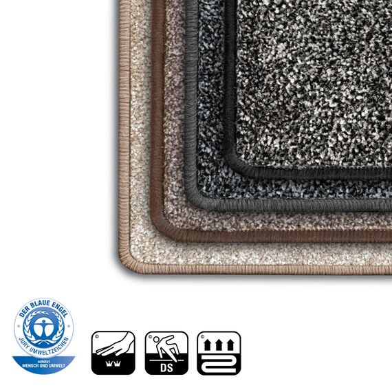 Floordirekt Bettumrandung Lyon - Velours Bettvorleger Teppichläufer - 3-teiliges Läufer-Set in 3 Größen - Melierter Flor (B: 67 cm - L: 1 x 250 cm + 2 x 140 cm, Schwarz)