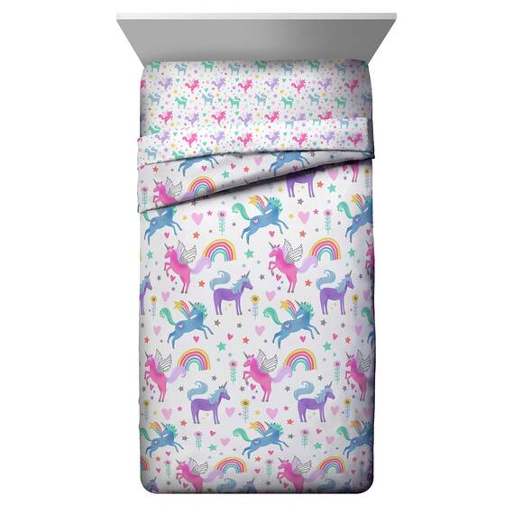 Jay Franco Unicorn Rainbow 4 Piece Twin Bed Set - Includes Comforter & Sheet Set - Super Soft Fade Resistant Microfiber