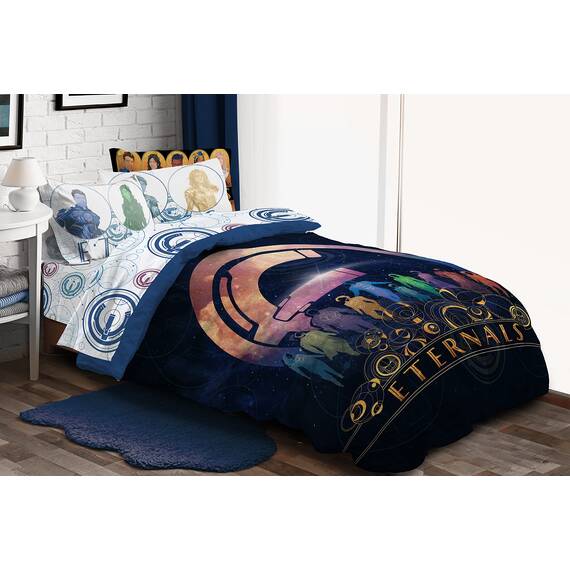 Jay Franco Marvel Eternals Space Force 5 Piece Twin Size Bed Set - Includes Comforter & Sheet Set Bedding - Super Soft Fade Resistant Microfiber (Official Marvel Product)