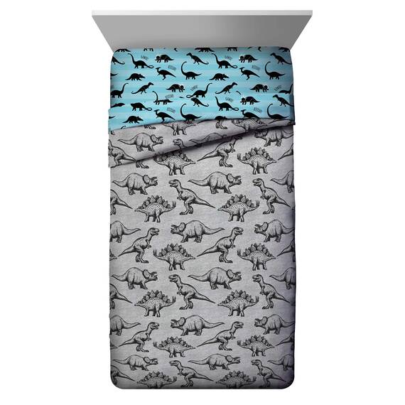 Jay Franco Dino Roar 4 Piece Twin Bed Set - Includes Comforter & Sheet Set - Bedding Features T- Rex The Dinosaur - Super Soft Fade Resistant Microfiber