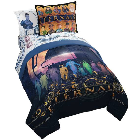 Jay Franco Marvel Eternals Space Force 5 Piece Twin Size Bed Set - Includes Comforter & Sheet Set Bedding - Super Soft Fade Resistant Microfiber (Official Marvel Product)