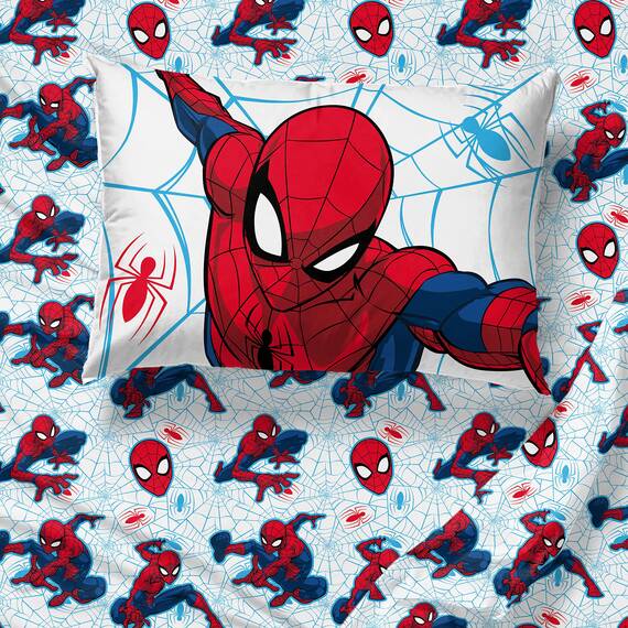 Jay Franco Marvel Spiderman Webtastic 4 Piece Toddler Size Bed Set – Super Soft Microfiber Bed Set Includes Toddler Size Reversible Comforter & Sheet Set Bedding (Official Marvel Product)