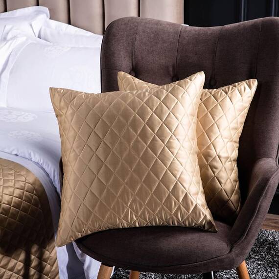 QRGMKL Neue einfarbige Bettläufer weiche, hautfreundliche Bettschals Hochpräzise geometrische Jacquard-Bettwäsche-Schutz-Tagesdecke für das Heimschlafzimmer Hotel-Gold C||2 Pillowcases(50X50cm)