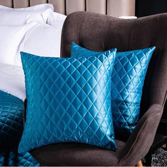 QRGMKL Neue einfarbige Bettläufer weiche, hautfreundliche Bettschals Hochpräzise geometrische Jacquard-Bettwäsche-Schutz-Tagesdecke für das Heimschlafzimmer Hotel-Blue C||2 Pillowcases(50X50cm)
