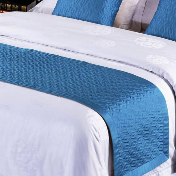 QRGMKL Neue einfarbige Bettläufer weiche, hautfreundliche Bettschals Hochpräzise geometrische Jacquard-Bettwäsche-Schutz-Tagesdecke für das Heimschlafzimmer Hotel-Blue B||180X50cm for 1.2m Bed