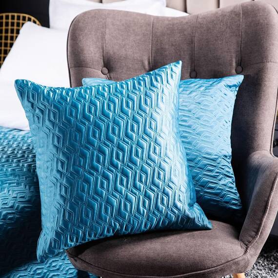 QRGMKL Neue einfarbige Bettläufer weiche, hautfreundliche Bettschals Hochpräzise geometrische Jacquard-Bettwäsche-Schutz-Tagesdecke für das Heimschlafzimmer Hotel-Blue B||180X50cm for 1.2m Bed