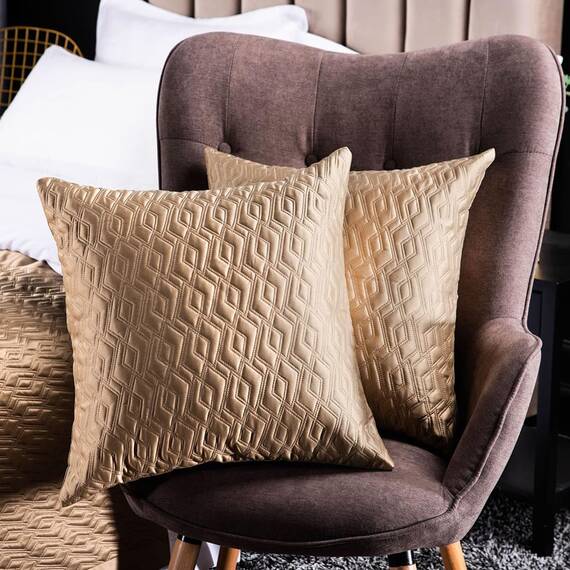 QRGMKL Neue einfarbige Bettläufer weiche, hautfreundliche Bettschals Hochpräzise geometrische Jacquard-Bettwäsche-Schutz-Tagesdecke für das Heimschlafzimmer Hotel-Gold B||210X50cm for 1.5m Bed