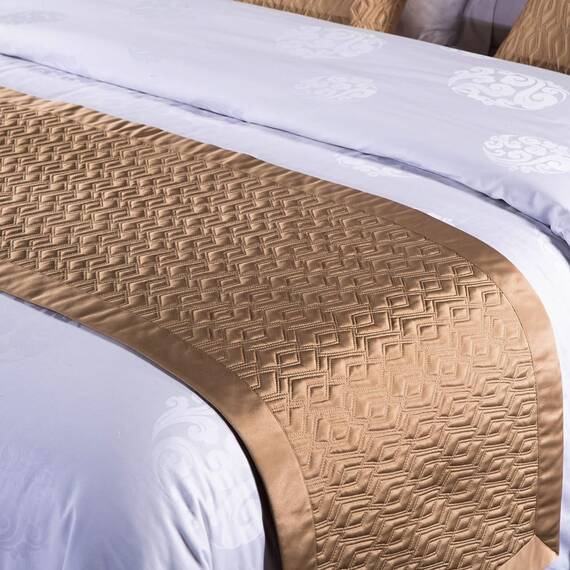 QRGMKL Neue einfarbige Bettläufer weiche, hautfreundliche Bettschals Hochpräzise geometrische Jacquard-Bettwäsche-Schutz-Tagesdecke für das Heimschlafzimmer Hotel-Gold B||180X50cm for 1.2m Bed