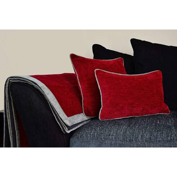 McAlister Textiles Alston Chenille | Überwurf 265cm x 300cm in Rot mit Grau | Decke für Sofa, Bett, Sessel, Picknick