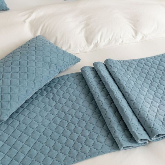 Guest Ruyunlai Bettläufer & Schals Haze Blue,Weich Mode Satin Bettlaufer für Gästehaus Hotel Schlafzimmer Dekoration 210X45cm für 1.5m Bett