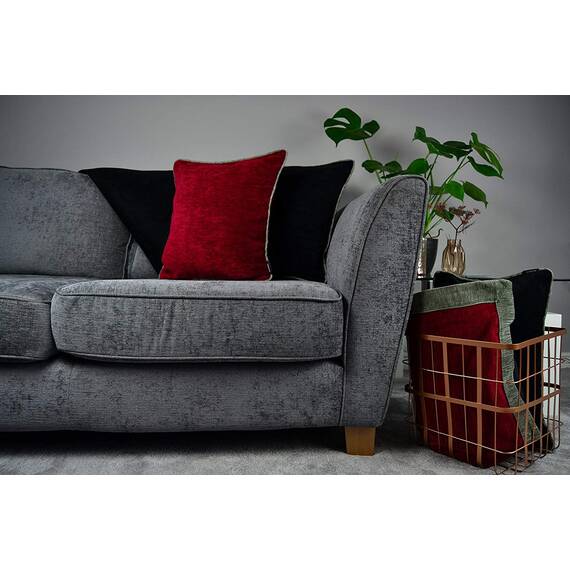 McAlister Textiles Alston Chenille | Überwurf 265cm x 300cm in Rot mit Grau | Decke für Sofa, Bett, Sessel, Picknick
