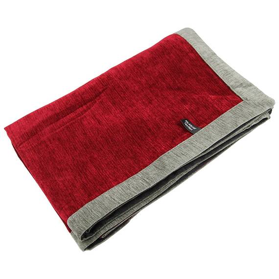 McAlister Textiles Alston Chenille | Überwurf 265cm x 300cm in Rot mit Grau | Decke für Sofa, Bett, Sessel, Picknick