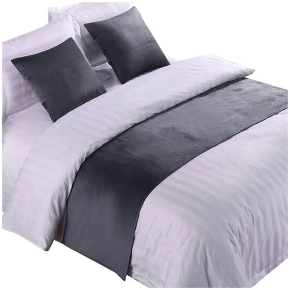Bettläufer, Einzelbett, weicher Samt, Dekoration, Bettbezug, grau, luxuriöse Tagesdecke, Bettläufer, für Fuß des Bettes, Bettschal, Bett, Handtuch für Hotel, Schlafzimmer, Hochzeitszimmer, 180 x 50 cm