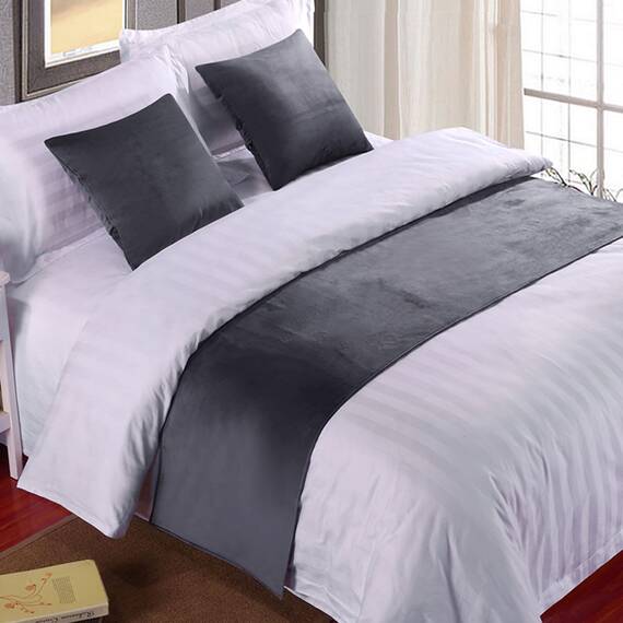 Bettläufer, Einzelbett, weicher Samt, Dekoration, Bettbezug, grau, luxuriöse Tagesdecke, Bettläufer, für Fuß des Bettes, Bettschal, Bett, Handtuch für Hotel, Schlafzimmer, Hochzeitszimmer, 180 x 50 cm