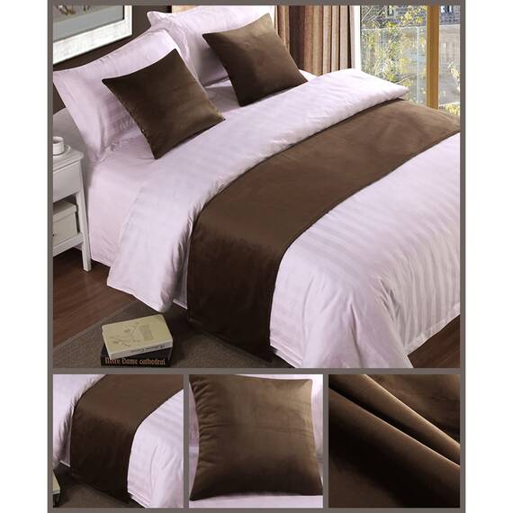 Bettläufer, Einzelbett, weicher Samt, Dekoration, Bettbezug, Braun, Luxus-Tagesdecke, Bettläufer, für Fuß des Bettes, Bett, Bett, Handtuch für Hotel, Schlafzimmer, Hochzeitszimmer, 180 x 50 cm