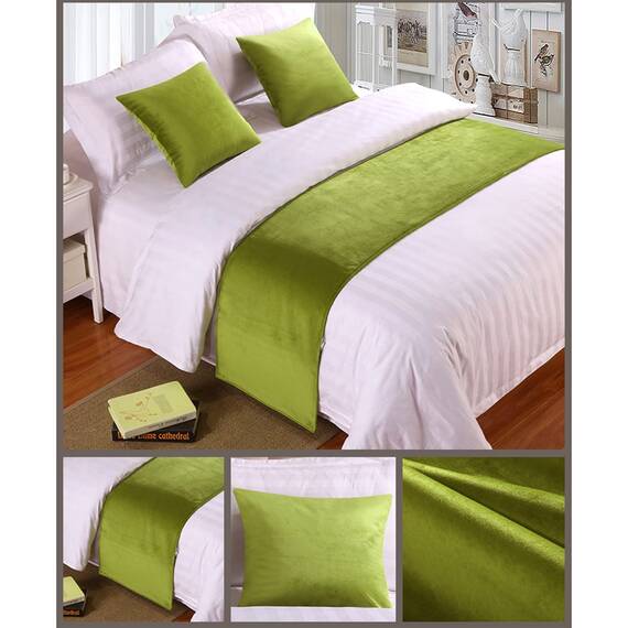 TTiiLoe Bettläufer, weicher Samt-Dekor-Bettbezug, grün, Luxus-Tagesdecke, Bettläufer für Fußbett, Bettschal, Bettendtuch für Hotel, Schlafzimmer, Hochzeitszimmer, 180 x 50 cm