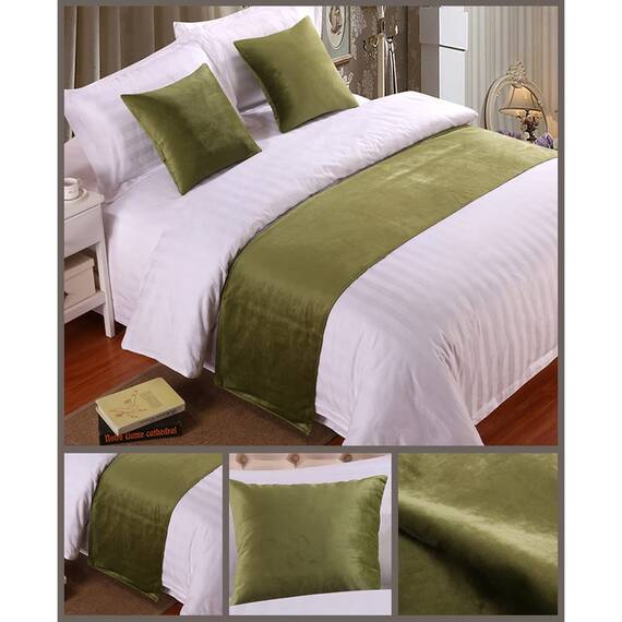 Bettläufer, Einzelbett, weicher Samt, Dekoration, Bettbezug, grün, luxuriöse Tagesdecke, Bettläufer, für Fuß des Bettes, Bett, Bett, Handtuch für Hotel, Schlafzimmer, Hochzeitszimmer, 180 x 50 cm