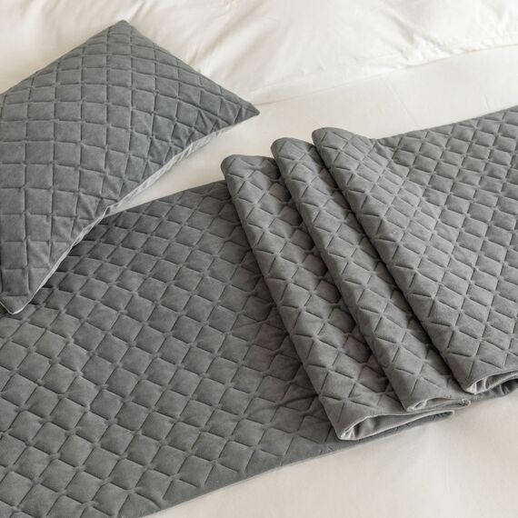 Guest Ruyunlai Bettläufer & Schals grau,Weich Mode Satin Bettlaufer für Gästehaus Hotel Schlafzimmer Dekoration 210X45cm für 1.5m Bett