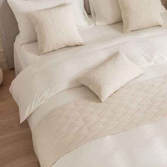 Morbuy Bettläufer und Kissen Bezug, Muschelmuster Jacquard Bettschal für den Fuß des Bettes Luxus Weicher Bettlaufer Schlafzimmer für Gästehaus Hotel Schlafzimme (45x45cm (Kissenbezug),Beige)