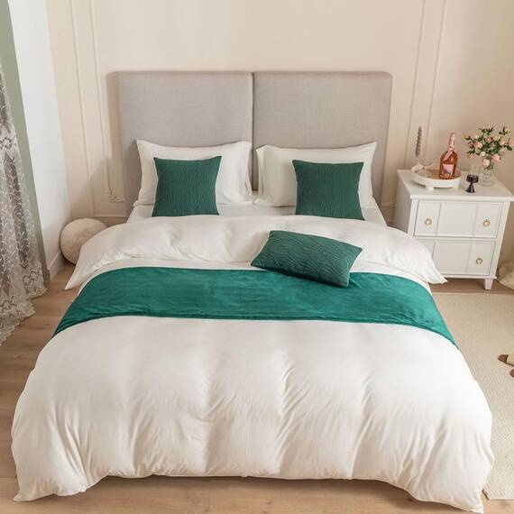 Morbuy Bettläufer und Kissen Bezug, Muschelmuster Jacquard Bettschal für den Fuß des Bettes Luxus Weicher Bettlaufer Schlafzimmer für Gästehaus Hotel Schlafzimme (30x50cm (Kissenbezug),Grün)