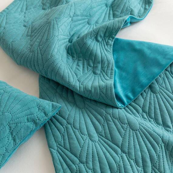 Morbuy Bettläufer und Kissen Bezug, Muschelmuster Jacquard Bettschal für den Fuß des Bettes Luxus Weicher Bettlaufer Schlafzimmer für Gästehaus Hotel Schlafzimme (45x45cm (Kissenbezug),Himmelblau)