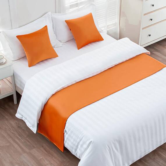 QRGMKL Premium Samt Bettläufer Tagesdecke, weich kein verblassender Bettschal Läufer für Schlafzimmer Hochzeitszimmer Home Hotel Bettwäsche Dekorationen-Orange||210X50cm for 1.5m Bed