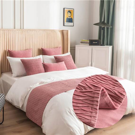Morbuy Bettläufer und Kissen Bezug, Reversibel Bettschal für den Fuß des Bettes Luxus Weicher Bettlaufer Schlafzimmer für Hotel Gästehaus Schlafzimme (45x45cm (Jacquard-Kissenbezug),Rosa)