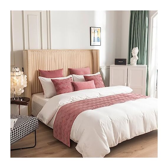 Morbuy Bettläufer mit Kissen, Bettschal für den Fuß des Bettes Luxus Weicher Bettlaufer Schlafzimmer für Gästehaus Hotel Schlafzimme Dekorativer (45x210+45x45cm,Rosa)