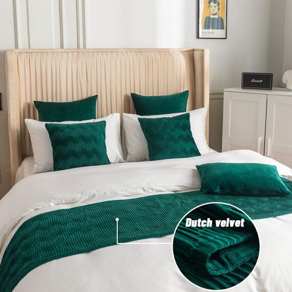 Morbuy Bettläufer mit Kissen, Bettschal für den Fuß des Bettes Luxus Weicher Bettlaufer Schlafzimmer für Gästehaus Hotel Schlafzimme Dekorativer (45x180+45x45cm,Rosa)