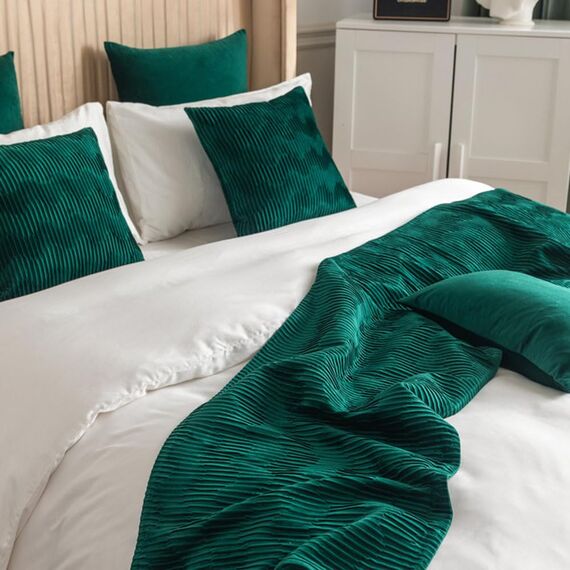 Morbuy Bettläufer mit Kissen, Bettschal für den Fuß des Bettes Luxus Weicher Bettlaufer Schlafzimmer für Gästehaus Hotel Schlafzimme Dekorativer (45x210+45x45cm,Trübes Blau)