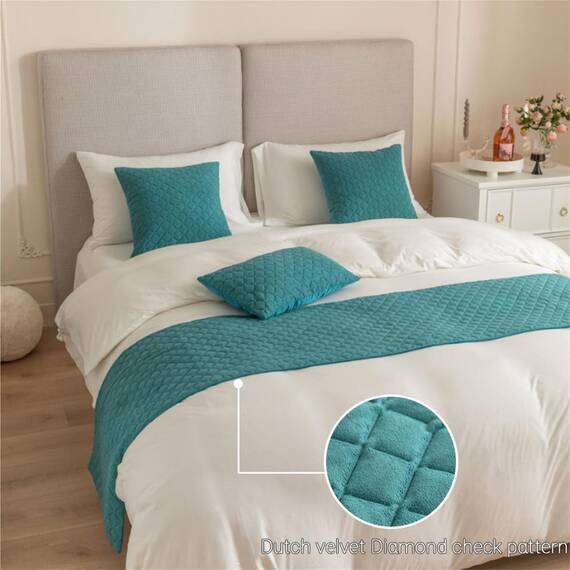 Morbuy Bettläufer mit Kissen, Bettschal für den Fuß des Bettes Luxus Weicher Bettlaufer Schlafzimmer für Gästehaus Hotel Schlafzimme Dekorativer (Grau,45x210+45x45cm)