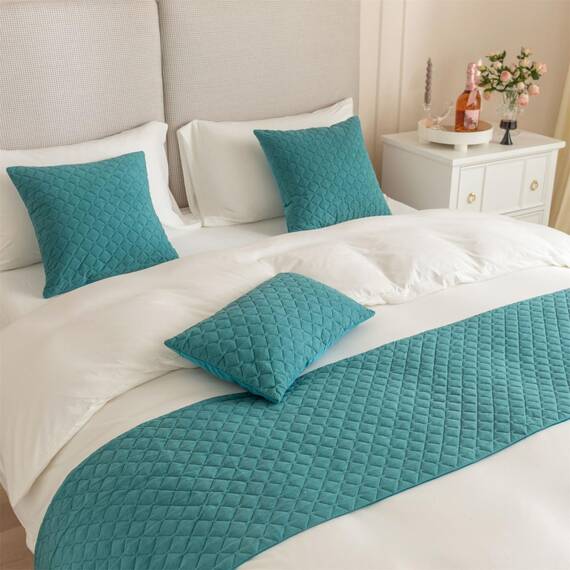 Morbuy Bettläufer mit Kissen, Bettschal für den Fuß des Bettes Luxus Weicher Bettlaufer Schlafzimmer für Gästehaus Hotel Schlafzimme Dekorativer (Grau,45x180+45x45cm)