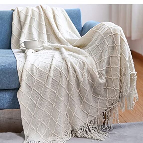 Bed Runner Bettläufer Schal Mit Passenden Kissen Moderner Bettüberwurf Mit Quasten King-Size-Betttuch Weich Gestrickt Für Zuhause Tagesdecke Schutz Bettwäsche Dekoration Für Einzel Doppel Kingsize