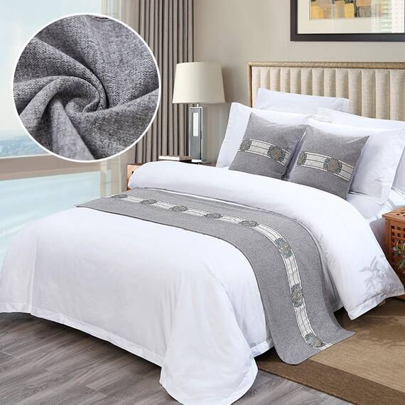 TTiiLoe Luxuriöser Bettläufer, Bettschal für Bettwäsche, Dekoration, moderne Decken, Tagesdecke, Hotel-Bettbezug, Schutz für Schlafzimmer, grau, 50 x 160 cm für 1 m Bett