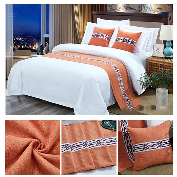 TTiiLoe Luxuriöser Bettläufer, Bettschal für Bettwäsche, Dekoration, moderne Decken, Tagesdecke, Hotel-Bettbezug, Schutz für Schlafzimmer, Orange, 50 x 260 cm für 2 m Bett