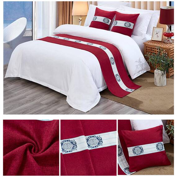 TTiiLoe Luxuriöser Bettläufer, Bettschal für Bettwäsche, Dekoration, moderne Decken, Tagesdecke, Hotel-Bettbezug, Schutz für Schlafzimmer, rot, 50 x 210 cm für 1,5 m Bett