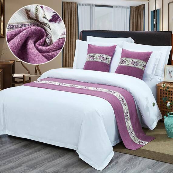 TTiiLoe Luxuriöser Bettläufer, Bettschal für Bettwäsche, Dekoration, moderne Decken, Tagesdecke, Hotel-Bettbezug, Schutz für Schlafzimmer, Lila, 50 x 240 cm für 1,8 m Bett