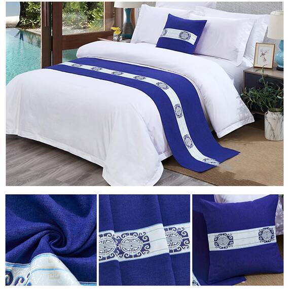 TTiiLoe Luxuriöser Bettläufer, Bett-Schal für Bettwäsche, Dekoration, moderne Decken, Tagesdecke, Hotel-Bettbezug, Schutz für Schlafzimmer, blau, 50 x 160 cm für 1 m Bett