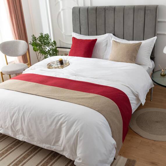 TTiiLoe Luxus-Bettläufer, Bettschal für Bettwäsche, Dekoration, moderne Decken, Tagesdecke, Hotel-Bettbezug, Schutz für Schlafzimmer, rotes Khaki, 50 x 180 cm für 1,2 m Bett