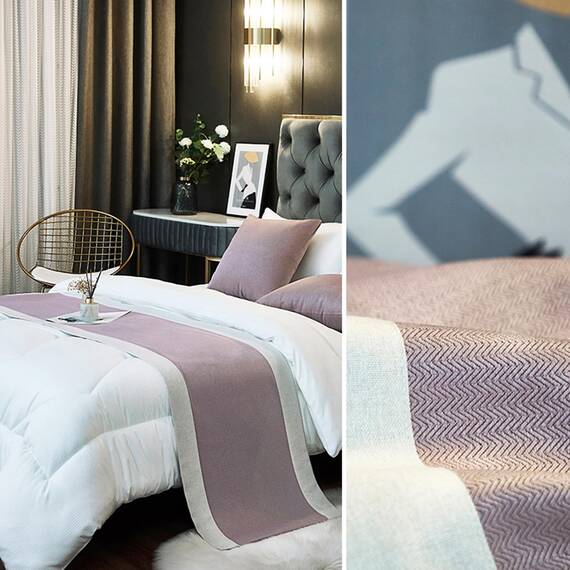 TTiiLoe Luxuriöser Bettläufer, Bettschal für Bettwäsche, Dekoration, moderne Decken, Tagesdecke, Hotel-Bettbezug, Schutz für Schlafzimmer, Lila, 50 x 260 cm für 2 m Bett