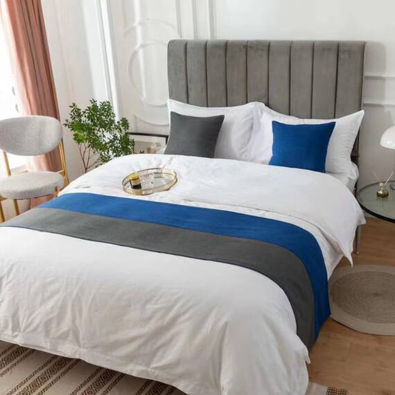 TTiiLoe Luxuriöser Bettläufer, Bettschal für Bettwäsche, Dekoration, moderne Decken, Tagesdecke, Hotel-Bettbezug, Schutz für Schlafzimmer, blaugrau, 50 x 210 cm für 1,5 m Bett